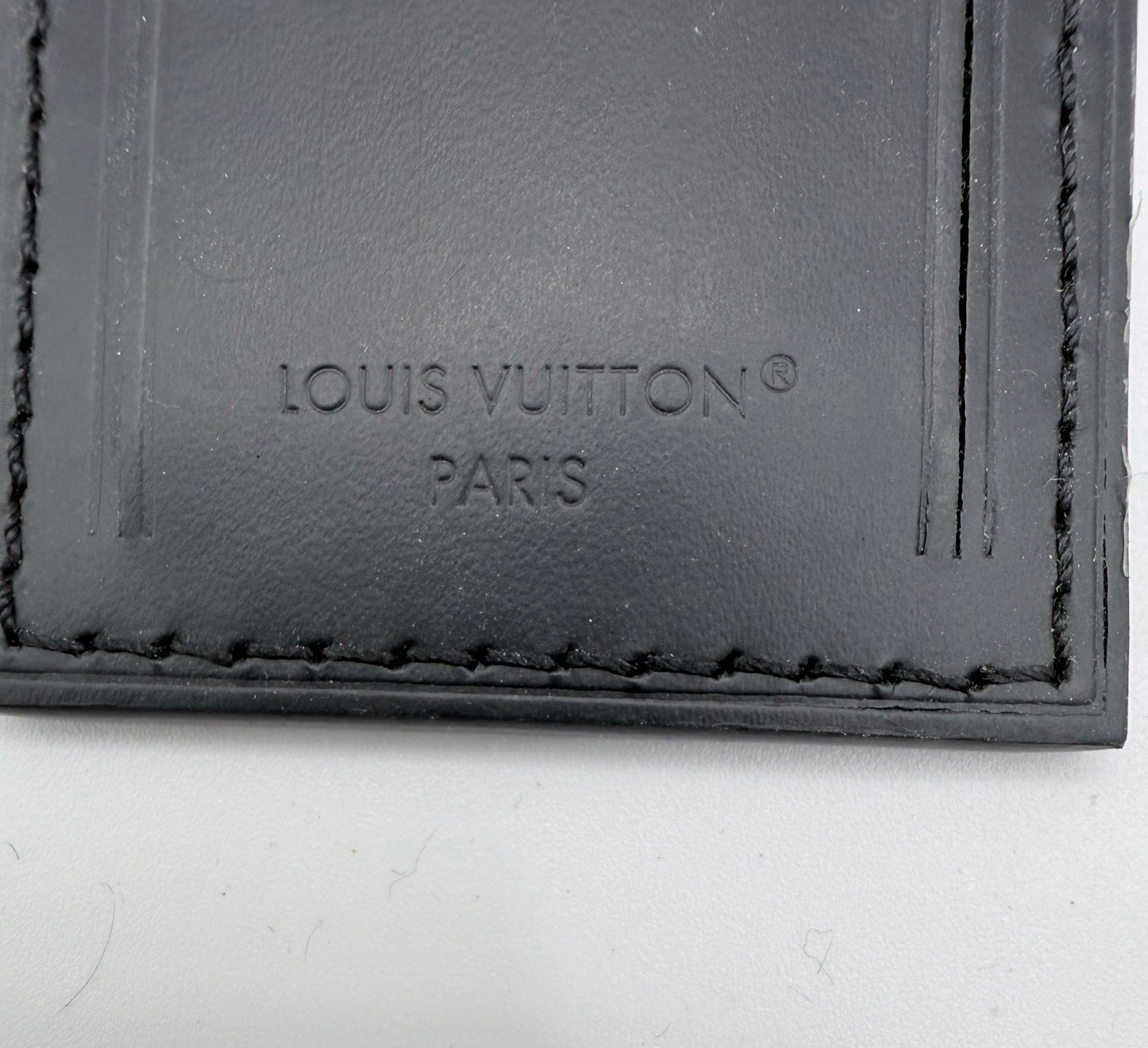 Louis Vuitton Ebene Leather Luggage Tag Black (Personalized)