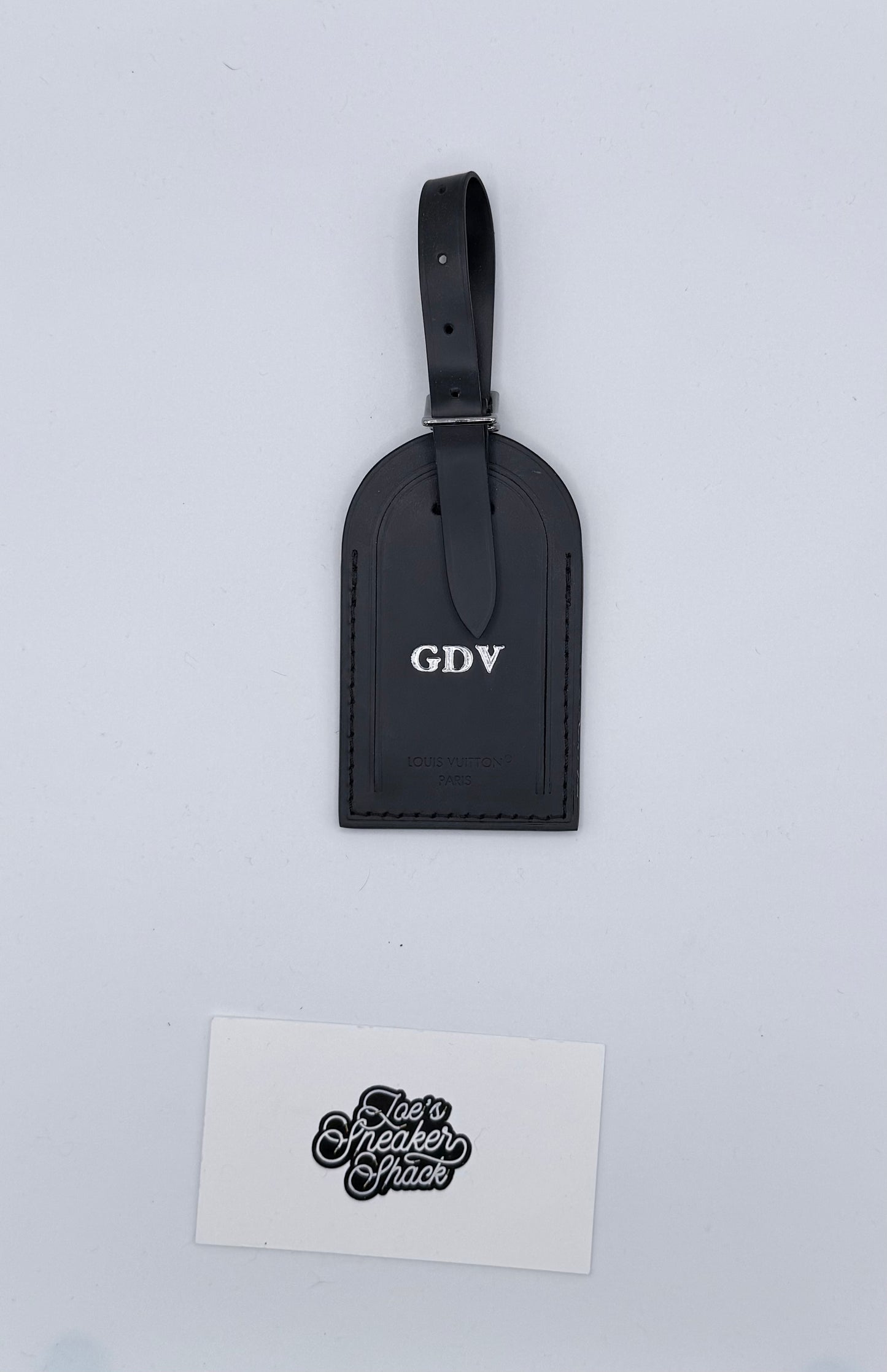 Louis Vuitton Ebene Leather Luggage Tag Black (Personalized)