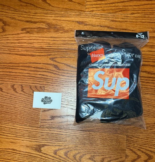 Supreme Hanes Crew Socks (4 Pack) Black